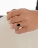 Siyah Mineli Altın Erkek Yüzük