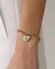 Mineli Kalp Sallantılı Altın Bileklik