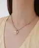 Taşlı Altın Çiçek Kolye