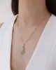 Mavi Taşlı İkili Kalp Kolye