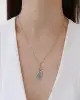 Mavi Taşlı İkili Kalp Kolye