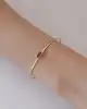 Pembe Taşlı Altın Tel Kelepçe Bileklik