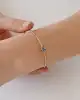 Mavi Taşlı Kalpli Tel Kelepçe Bileklik