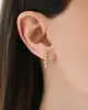 Mini Taşlı Altın Tasarım Küpe