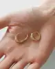 Taşlı Altın Halka Küpe