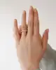 Mix Taşlı Altın Yarımtur Yüzük