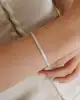 Beyaz Altın Çizgili Kelepçe Bileklik