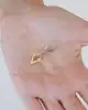 Beyaz Altın Detaylı Dörtgen Uçlu Küpe