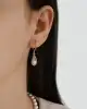 Beyaz Altın Taşlı İnci Küpe