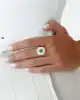 Beyaz Mineli Yeşil Taşlı Yüzük