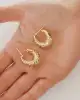 Dokulu Altın Halka Küpe