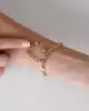 Mineli Kalp Sallantılı Altın Bileklik