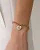 Mineli Kalp Sallantılı Altın Bileklik