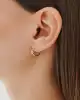 Mini Çiçekli Altın Halka Küpe