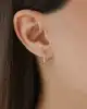 Mini Taş Detaylı Altın Halka Küpe
