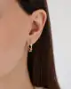 Mini Taşlı Altın Halka Küpe