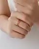 Mini Taşlı Altın Üçlü Yüzük