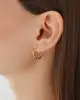 Oval Taşlı Altın Halka Küpe