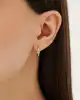Oval Taşlı Altın Halka Küpe