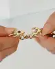 Pembe Taşlı Altın Zincir Bileklik