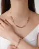 Pembe Taşlı Bold Ataç Zincirli Altın Kolye
