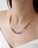 Pembe Taşlı Bold Ataç Zincirli Altın Kolye
