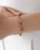 Pembe Taşlı Bold Ataç Zincirli Bileklik