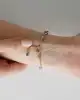 Pembe Taşlı Bold Ataç Zincirli Bileklik