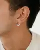 Siyah Mineli Beyaz Altın Erkek Küpe