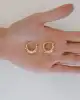 Taşlı Altın Bomb Halka Küpe