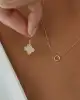 Taşlı Altın Yonca Kolye