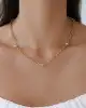 Taşlı Beyaz Altın Detaylı Zincir Kolye