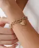 Taşlı Kalp Sallantılı Altın Bileklik