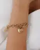 Taşlı Kalp Sallantılı Altın Bileklik