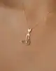 Taşlı Kedi Figürlü Altın Kolye