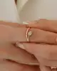 Taşlı Yaprak Altın Yüzük