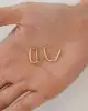 Tria Taşlı Altın Dörtgen Küpe