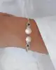 Yeşil Taşlı İncili Altın Bileklik