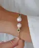 Yeşil Taşlı İncili Altın Bileklik