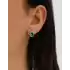 Yeşil Taşlı Beyaz Altın Küpe
