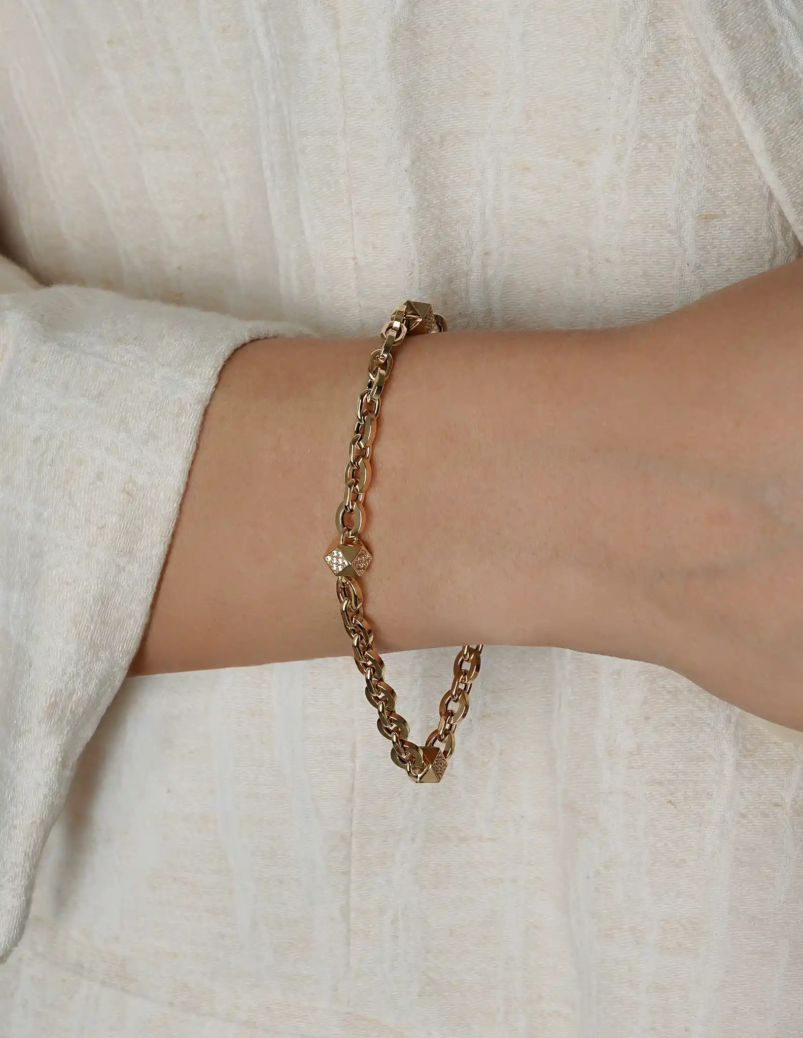 Taşlı Prizma Zincir Bileklik
