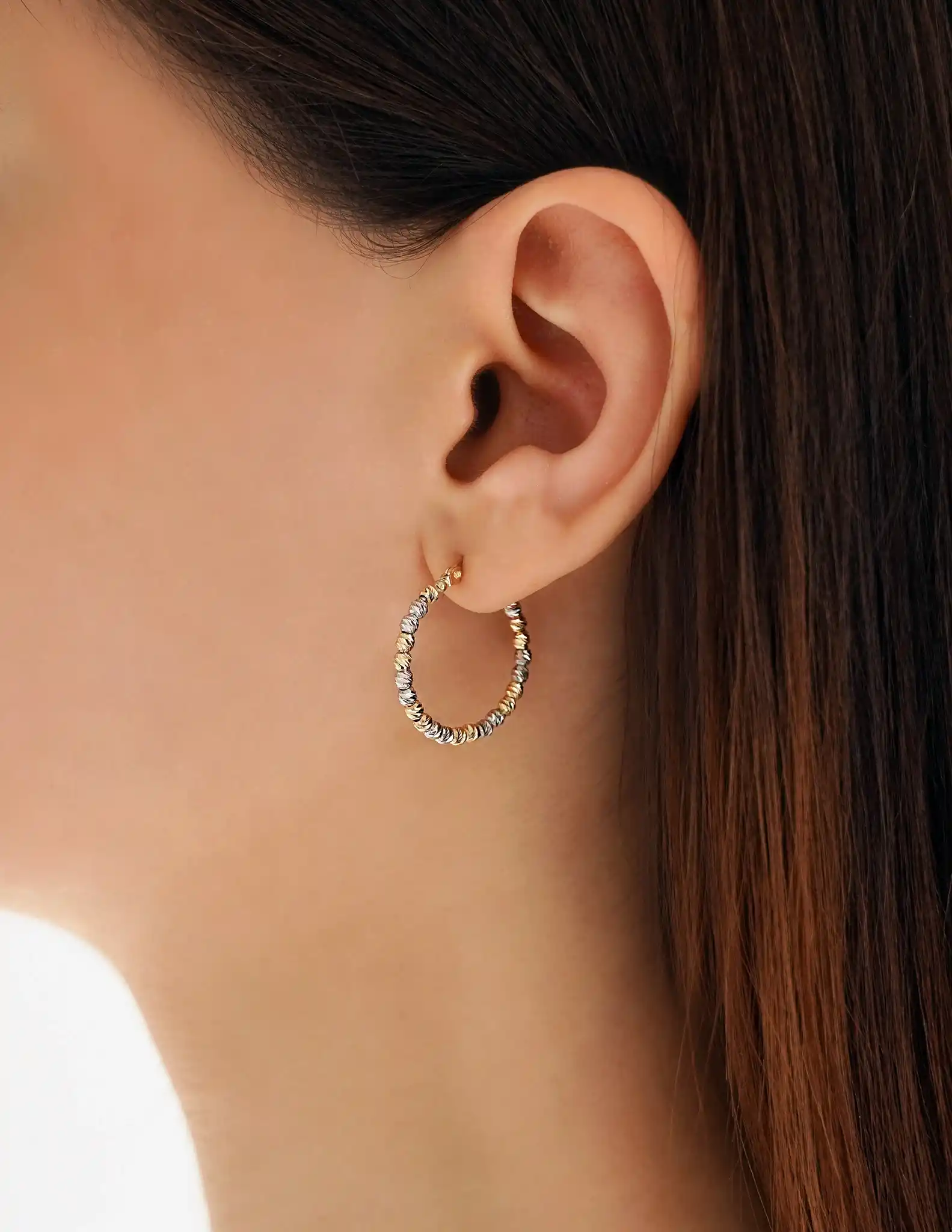 İki Renk Dorika Toplu Halka Küpe