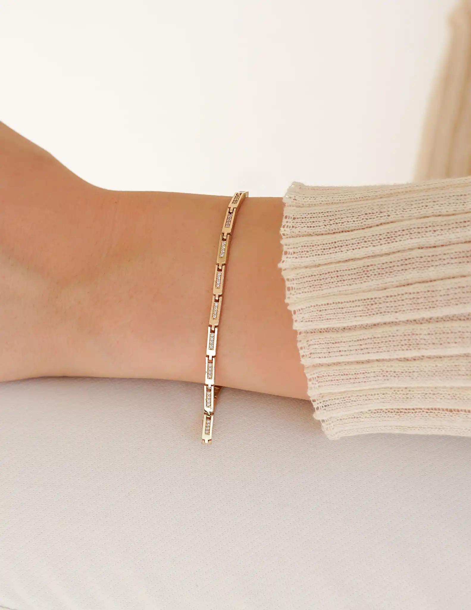 Taşlı Dörtgen Plaka Bileklik