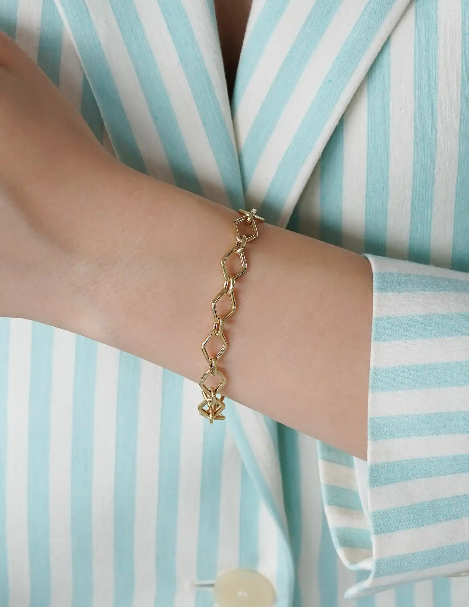 Dörtgen Zincirli Altın Bileklik