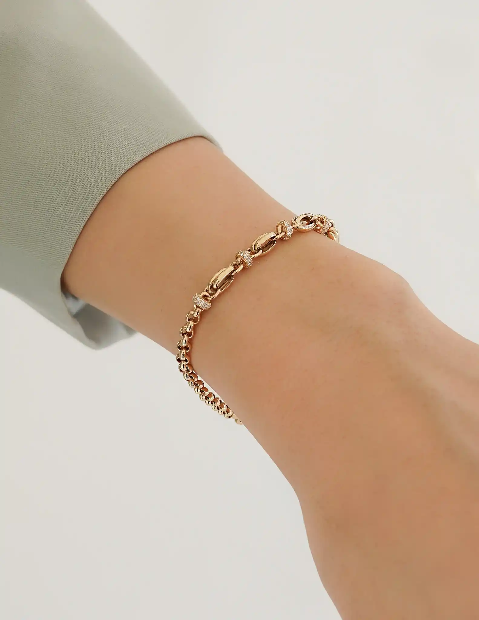 Taş Detaylı Altın Zincir Bileklik