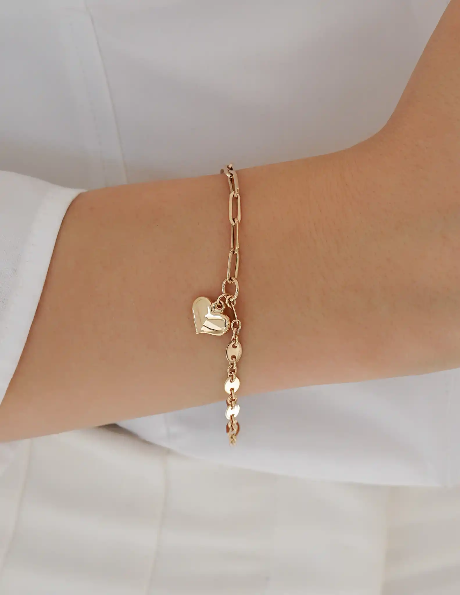 Kalp Sallantılı Mix Zincir Bileklik