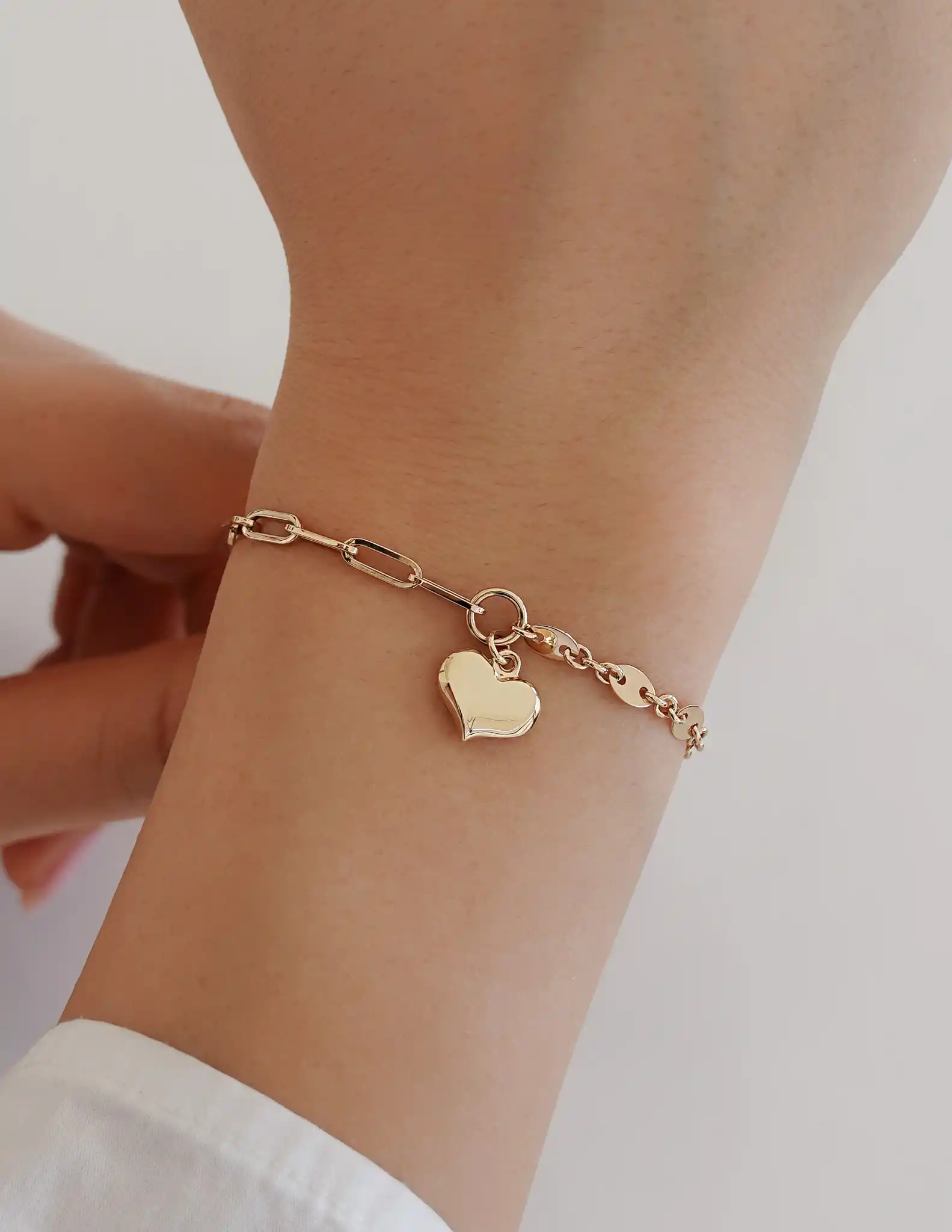Kalp Sallantılı Mix Zincir Bileklik