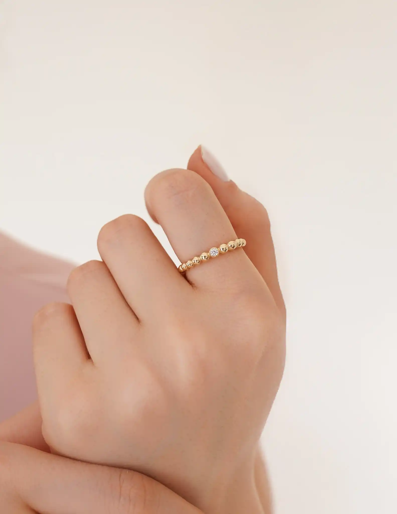 Tek Taşlı Altın Bubble Yüzük