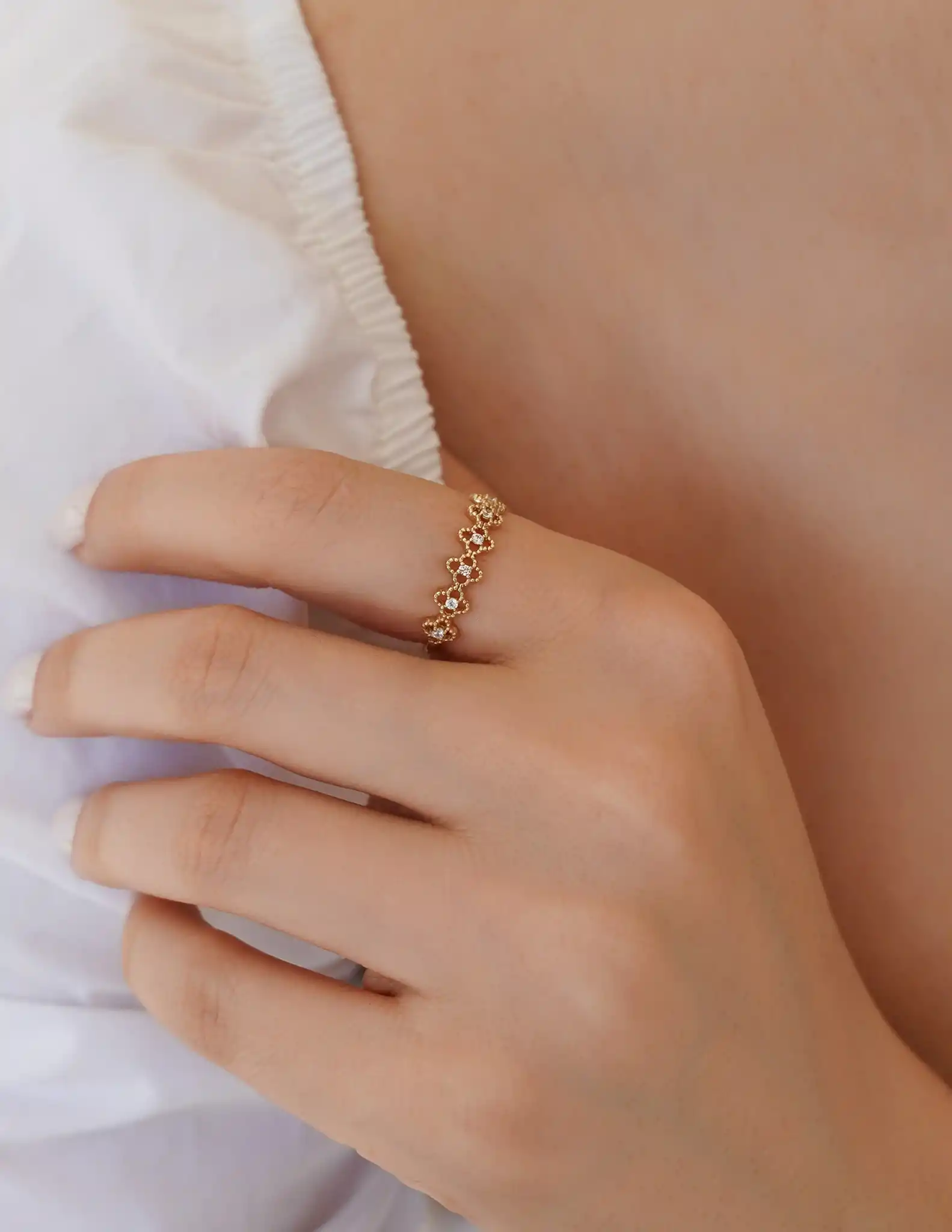 Taşlı Mini Yonca Yüzük