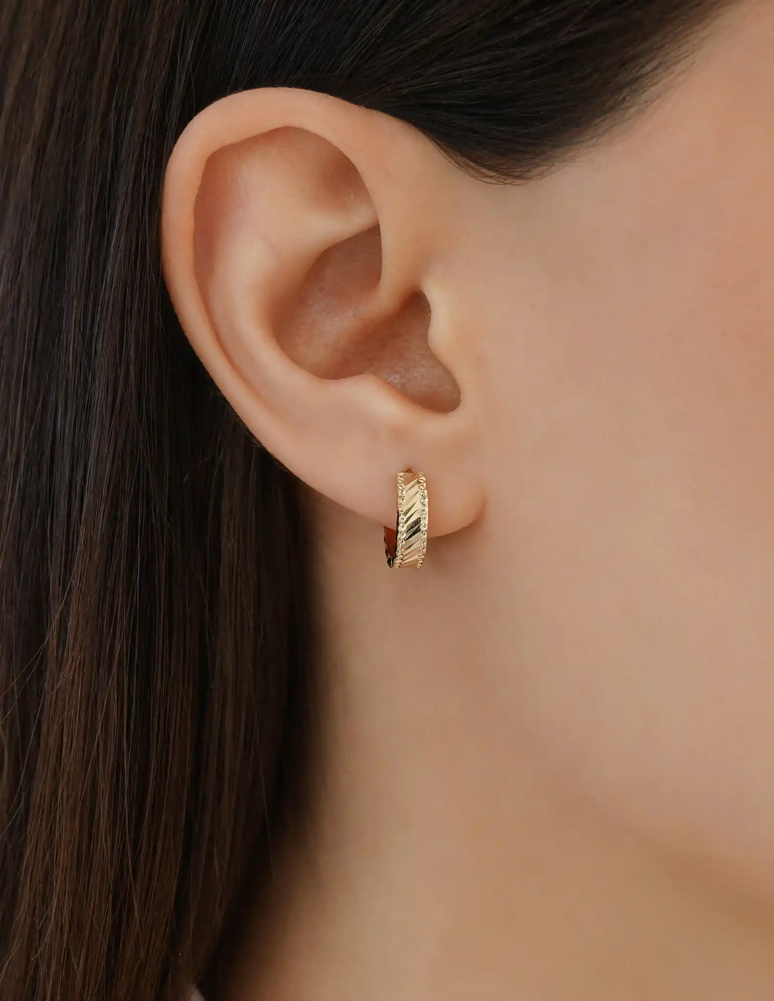 Kalemli Altın Halka Küpe